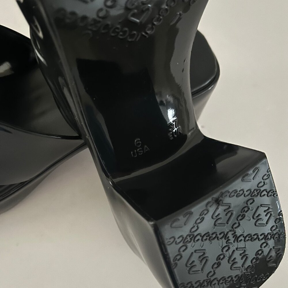 NEW! Jeffery Campbell Black Bubblegum Platform Sandals Heel Mule Patent Slides 6 - Picture 14 of 16